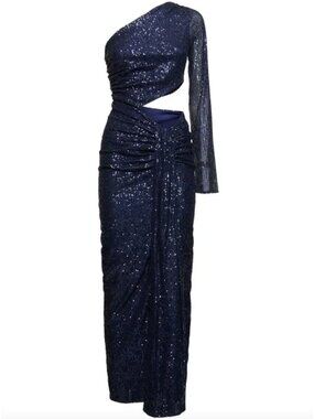 Baobab Midnights Sequined Maxi Dress Bejeweled Navy Blue Womens Size Large